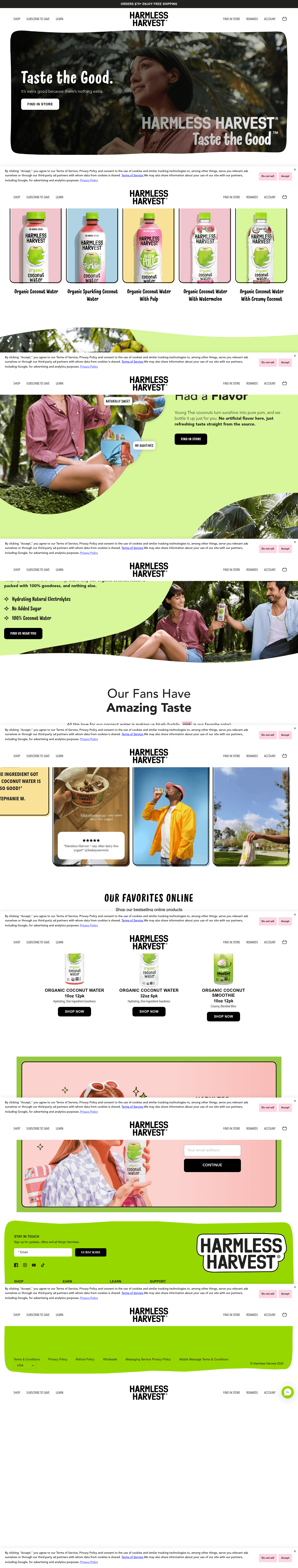 HARMLESS HARVEST INC landing page