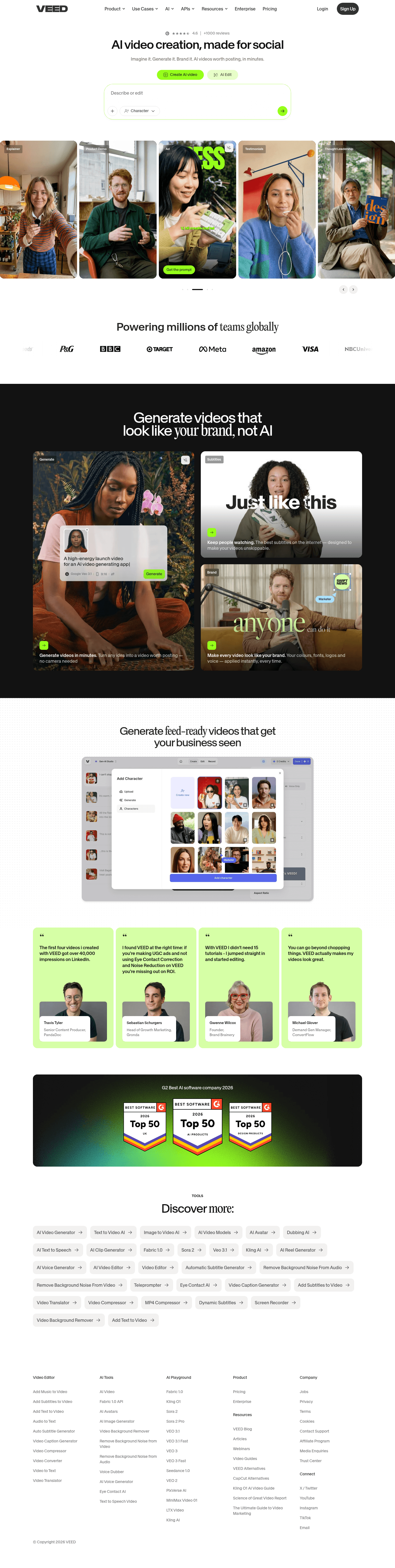 VEED landing page