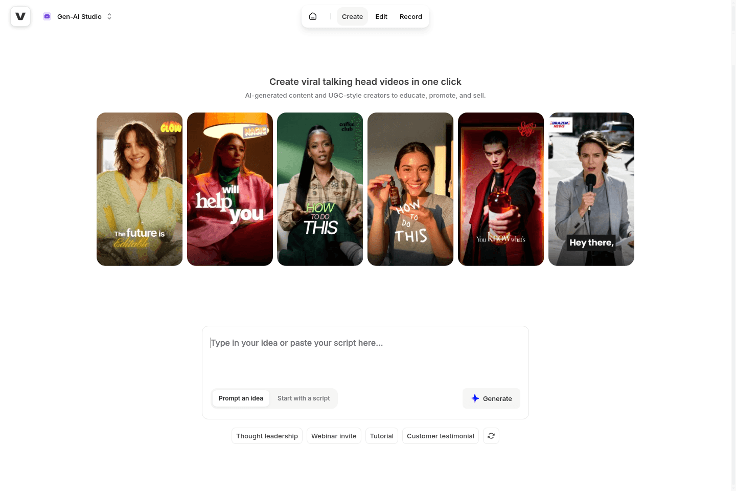 VEED landing page