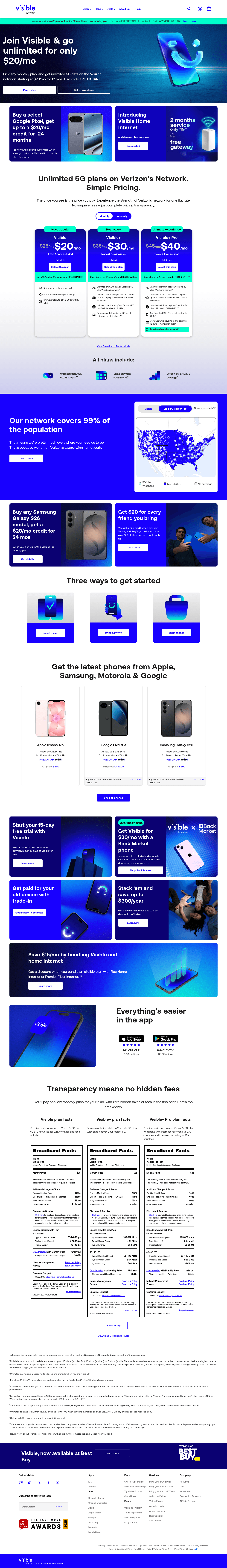 Visible landing page