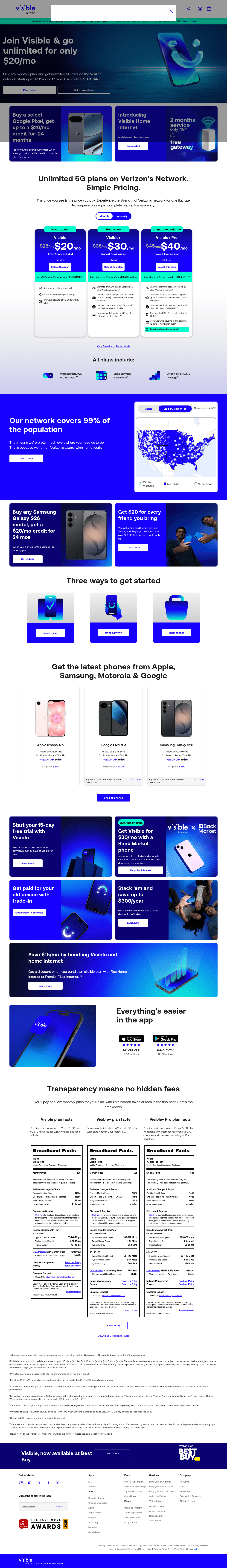 Visible landing page
