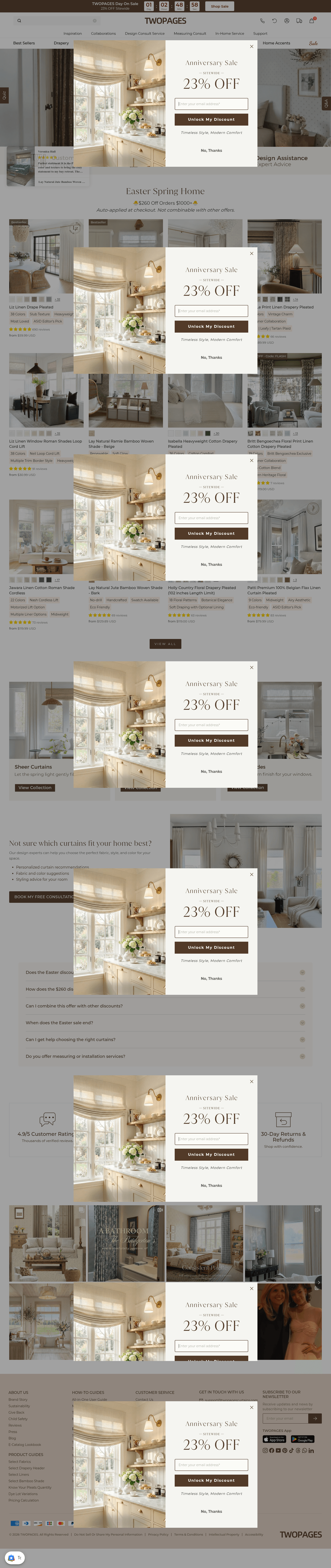 twopagescurtains landing page
