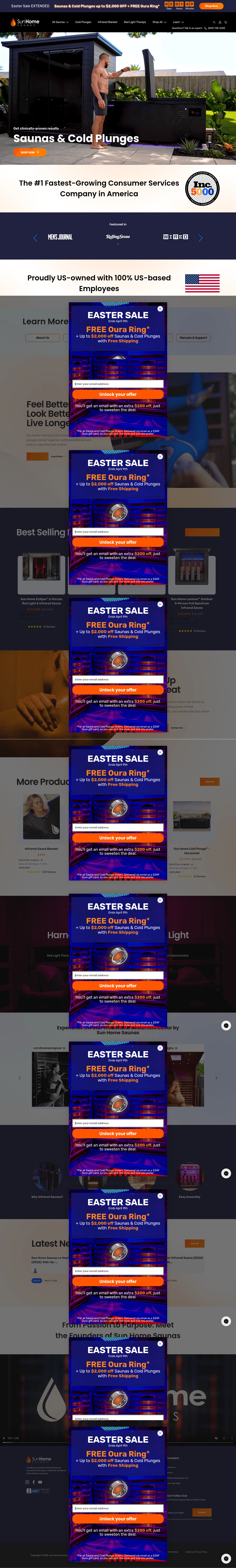 Sun Home Saunas landing page