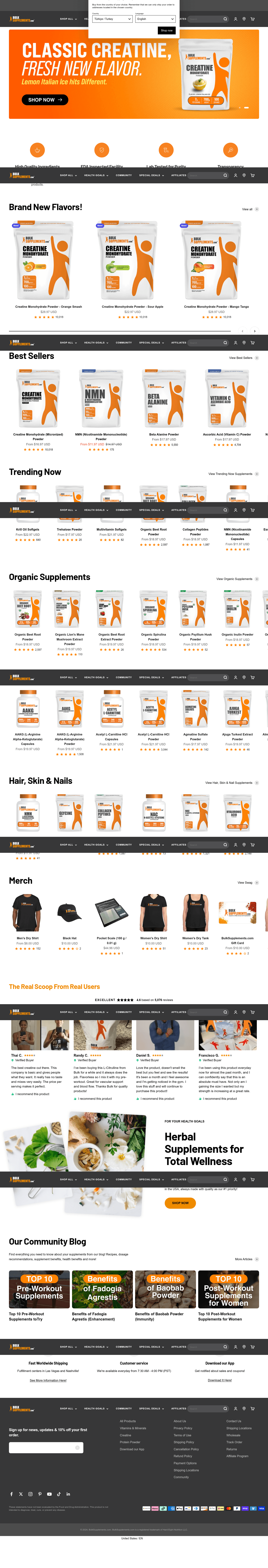 BulkSupplements.com landing page