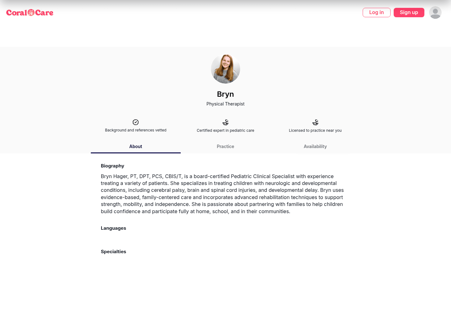 Coral Care landing page