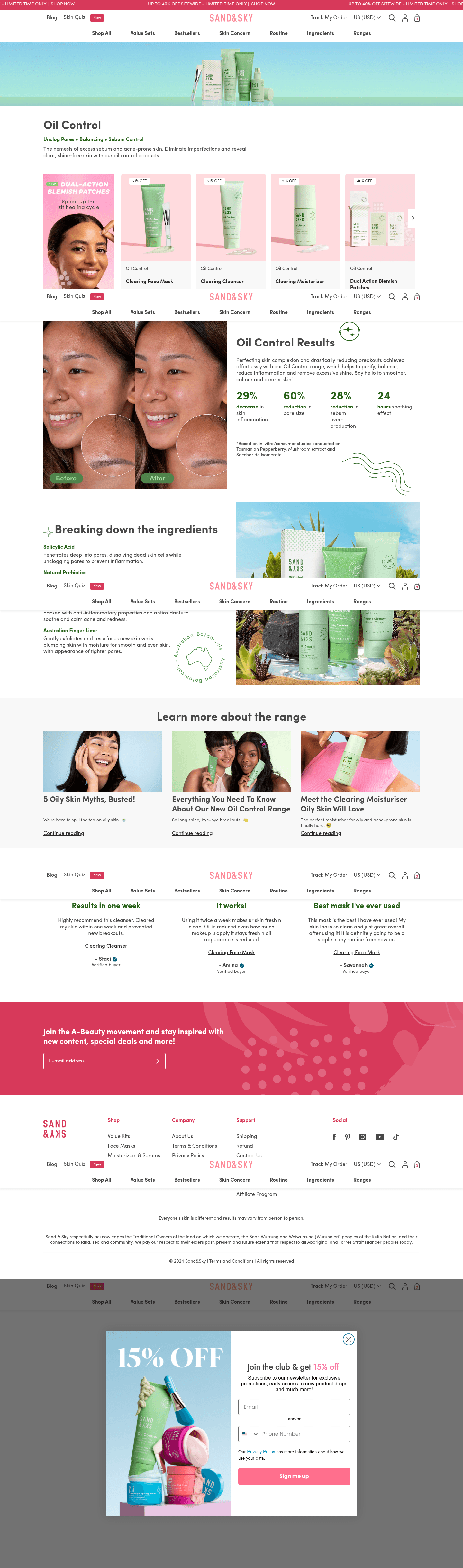 Sand & Sky landing page