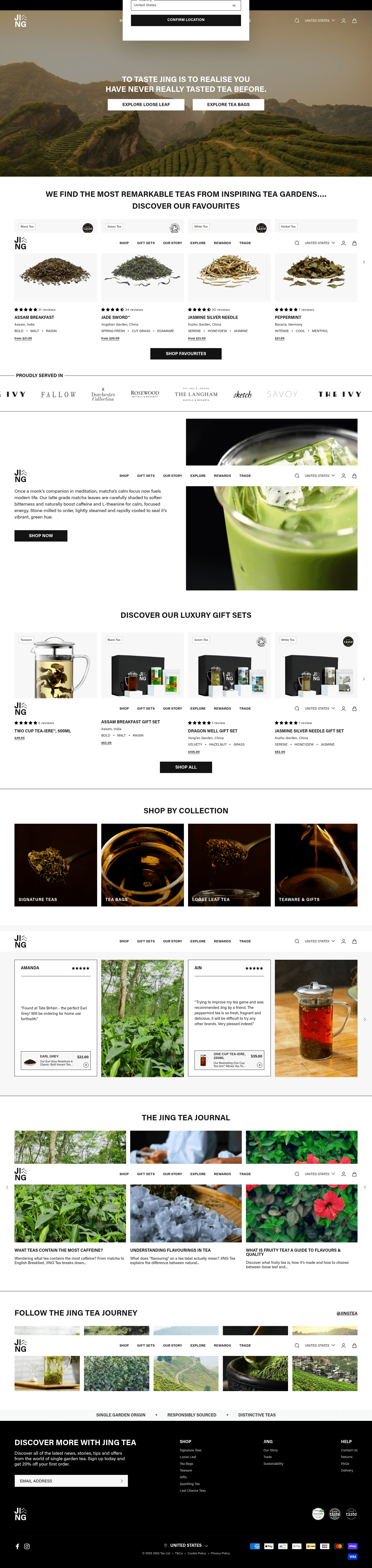 JING Tea landing page