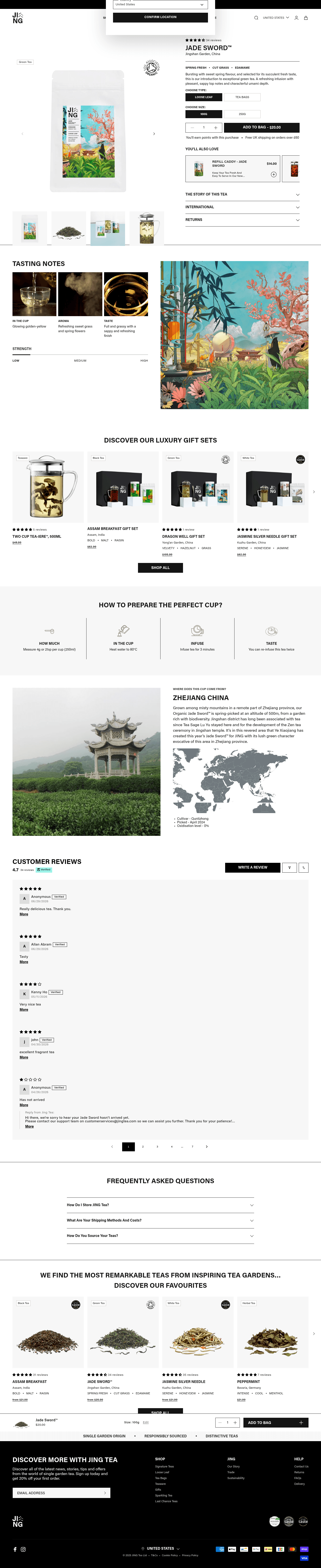 JING Tea landing page