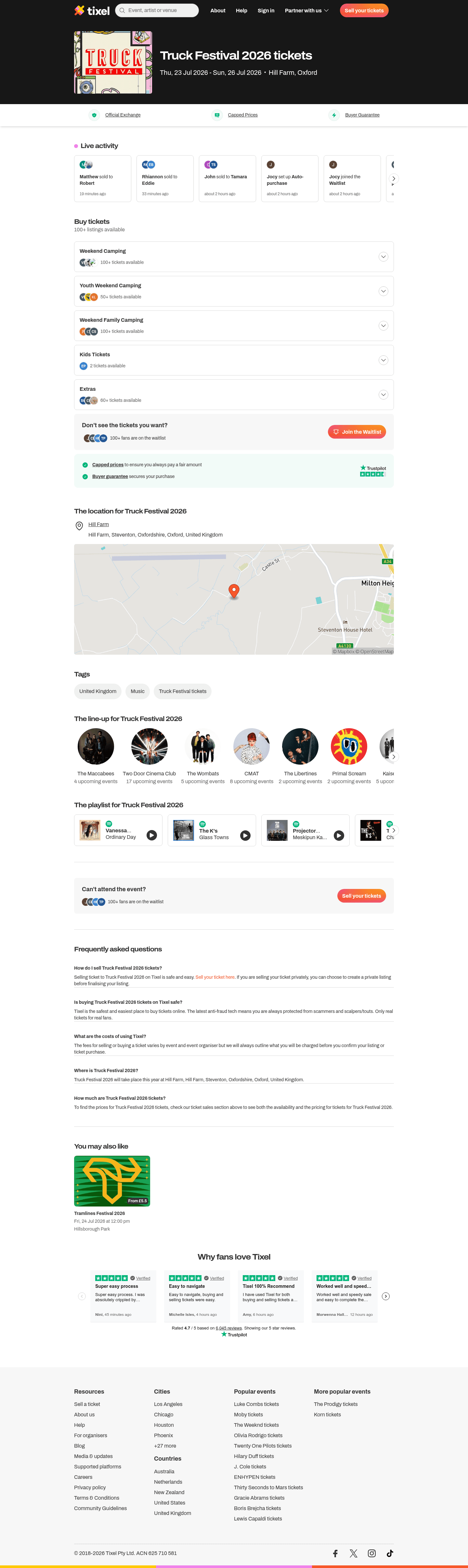 Tixel landing page