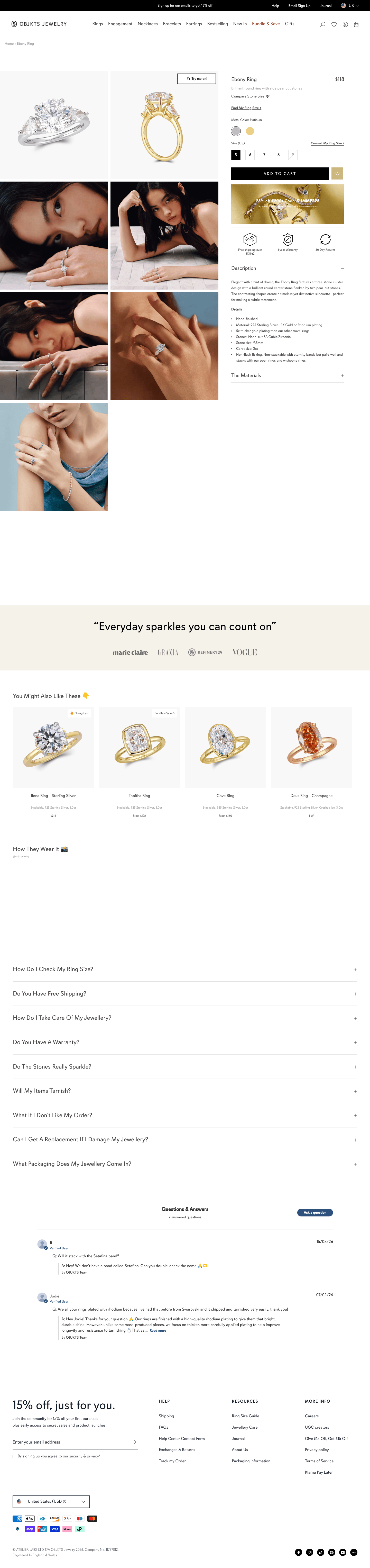 OBJKTS Jewelry landing page