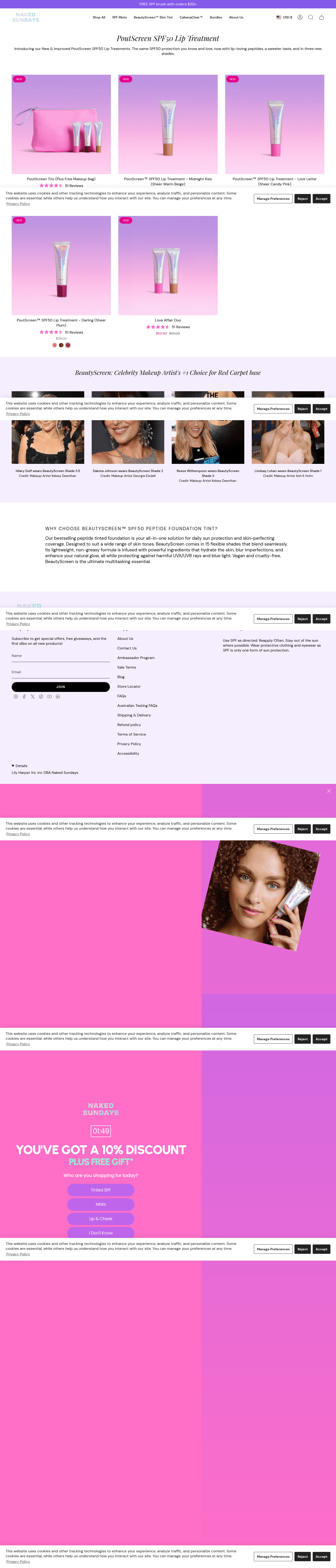 Naked Sundays SPF landing page