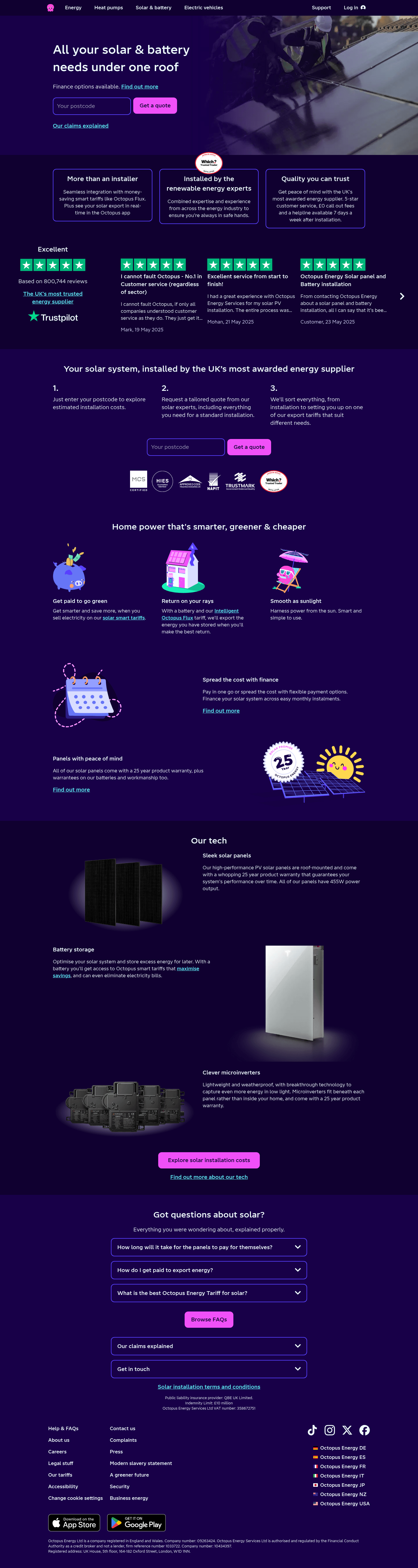 Octopus Energy landing page