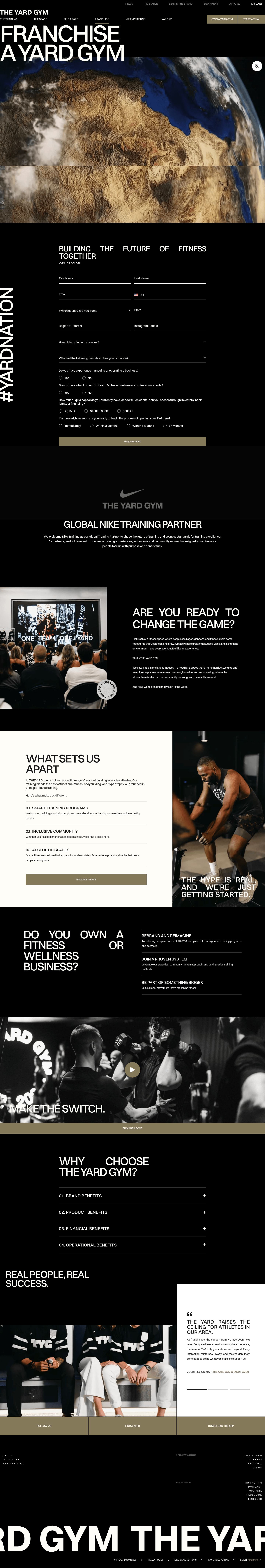 THE YARD GYM landing page
