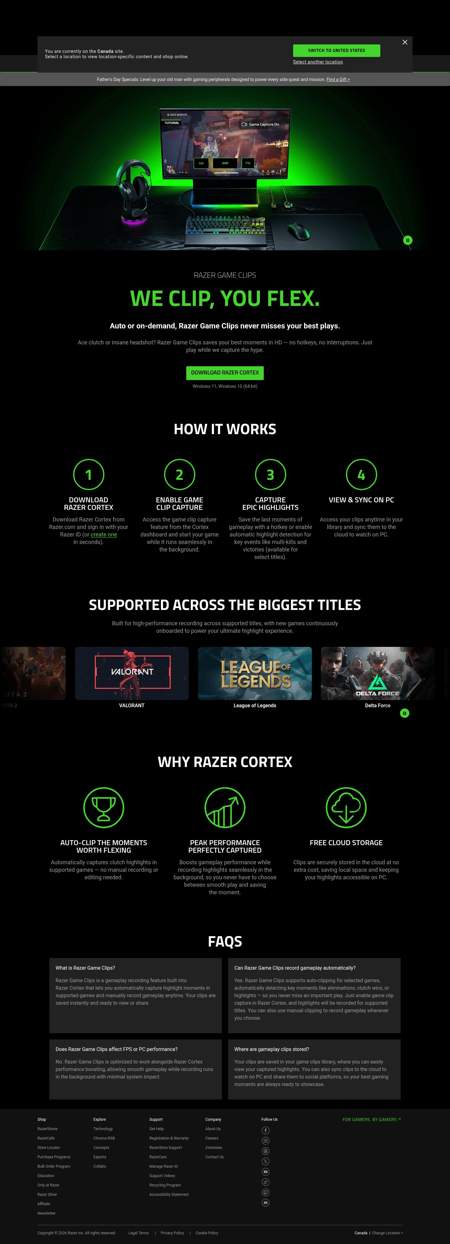 Razer landing page