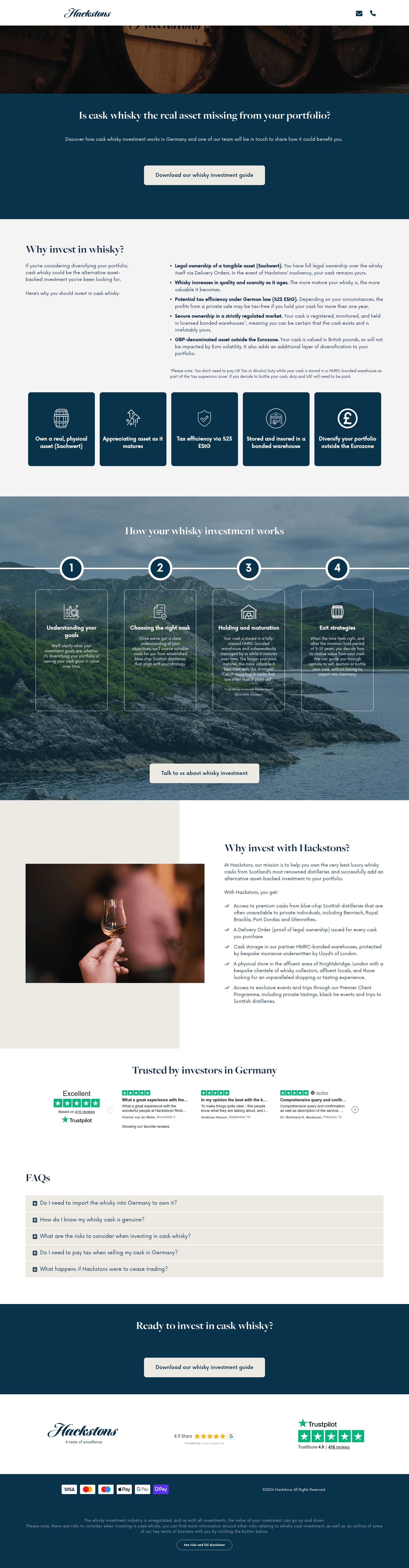 Hackstons landing page