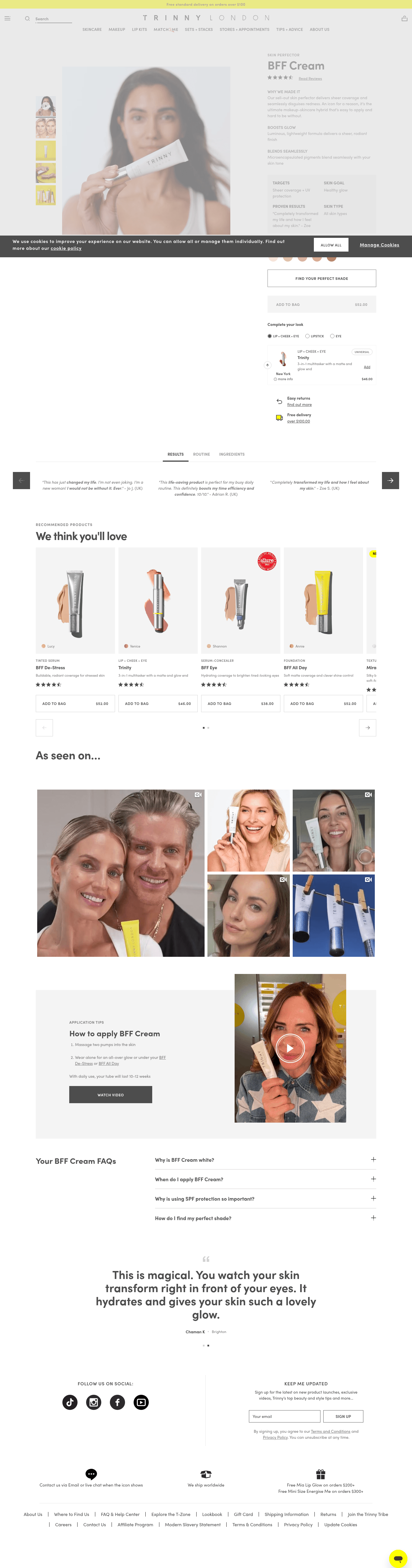 Trinny London landing page