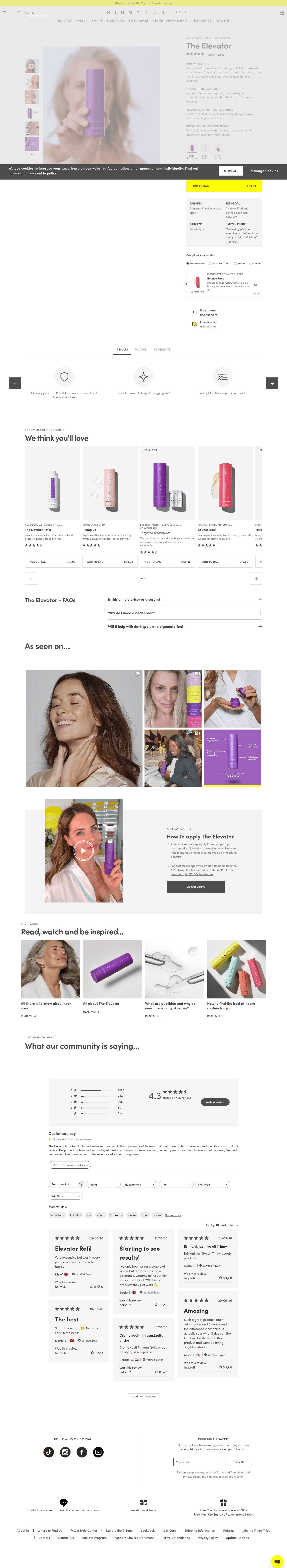 Trinny London landing page