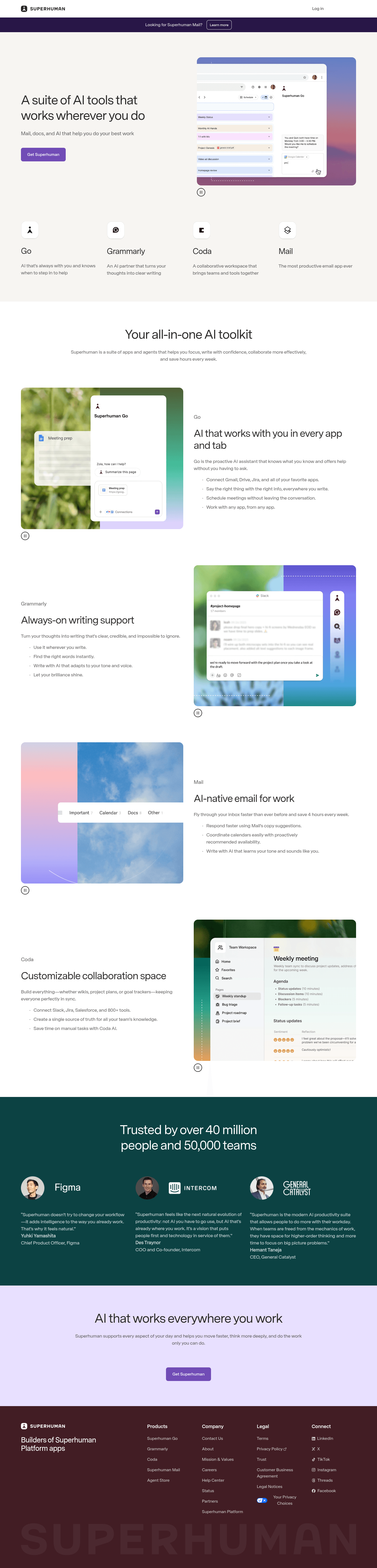 Superhuman Mail landing page