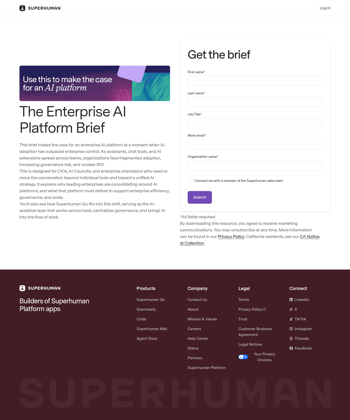 Superhuman Mail landing page