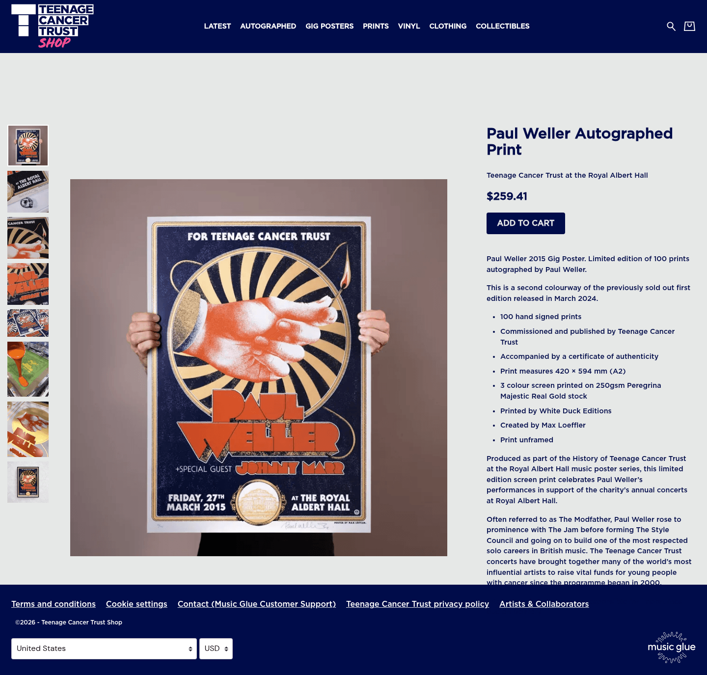 Teenage Cancer Trust landing page