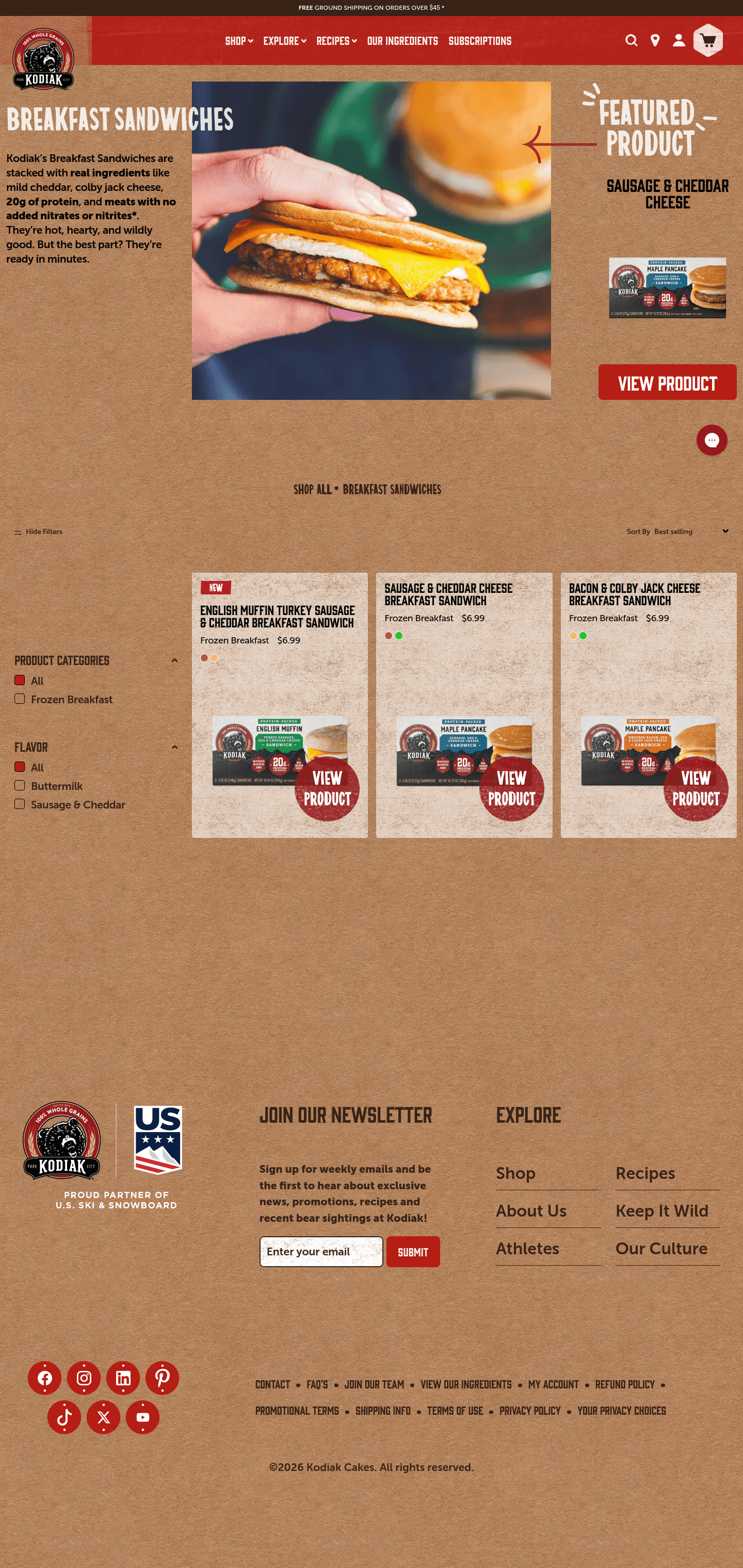 Kodiak Cakes landing page