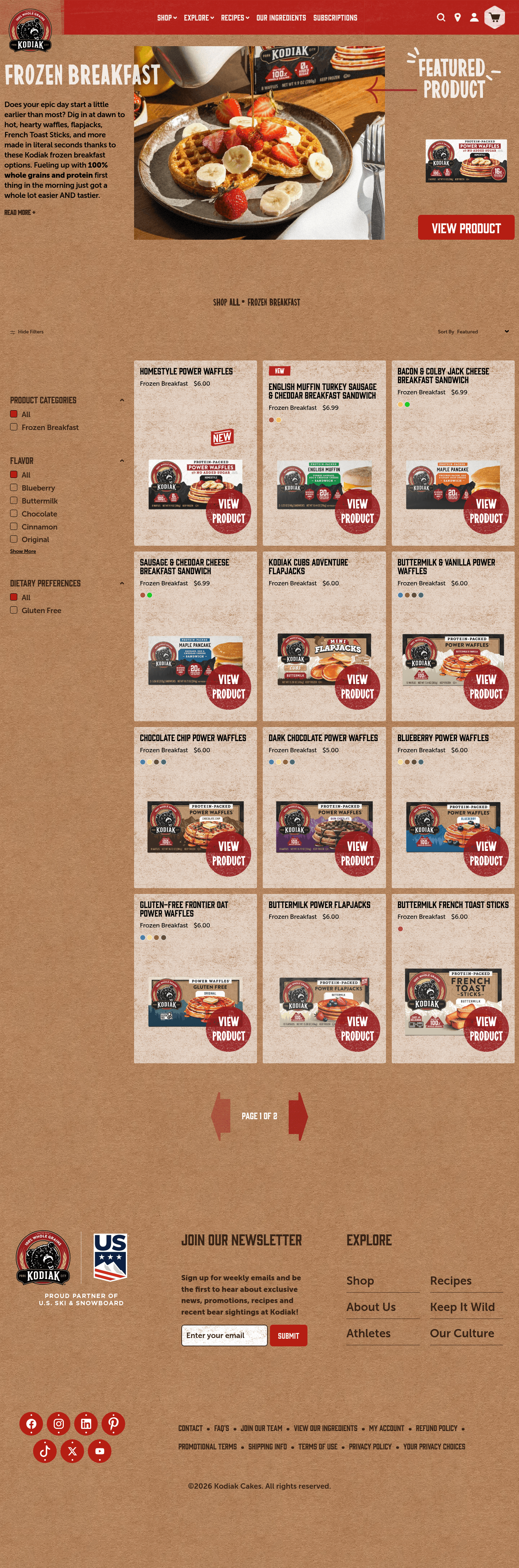 Kodiak Cakes landing page
