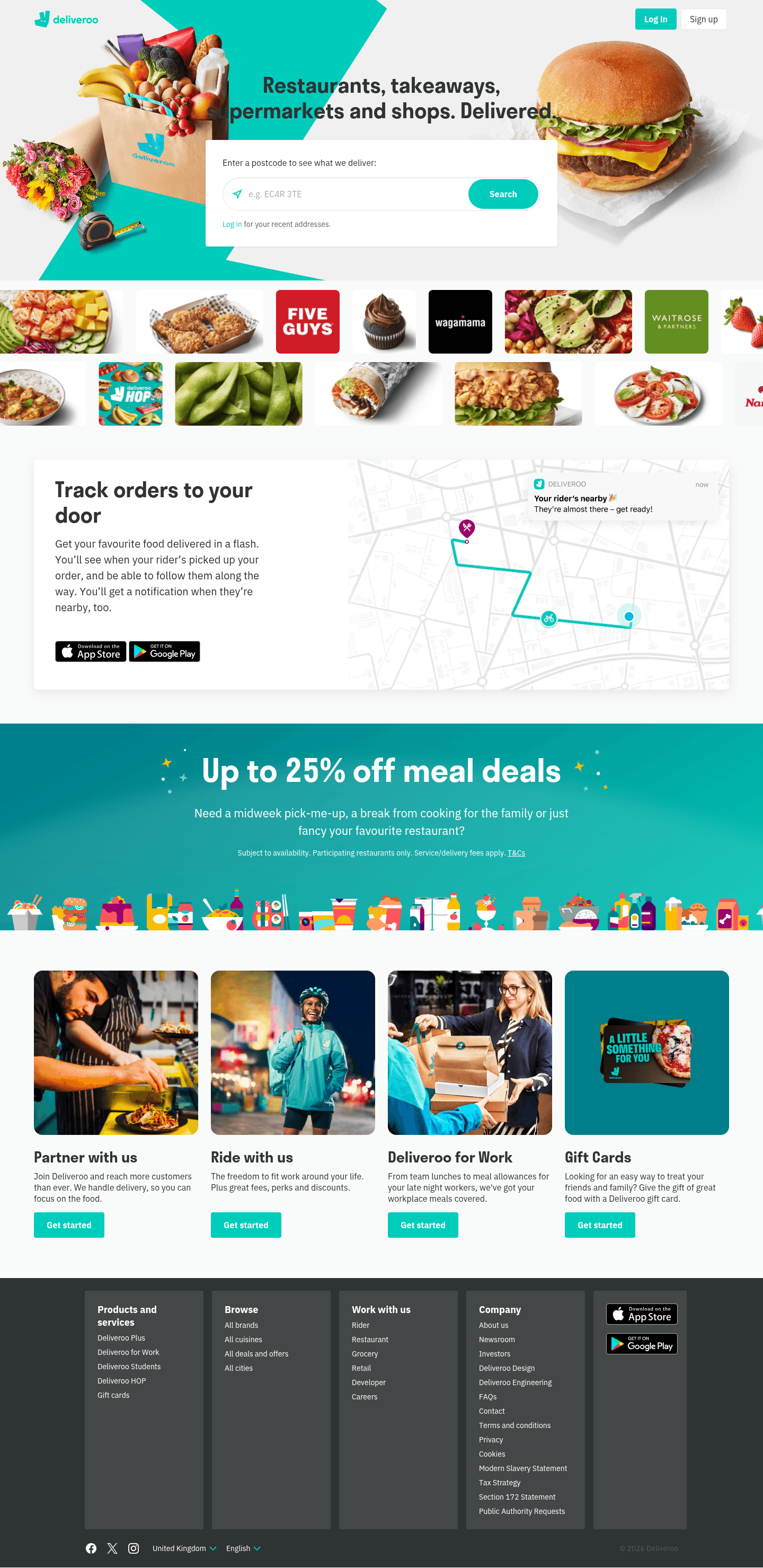 Deliveroo landing page