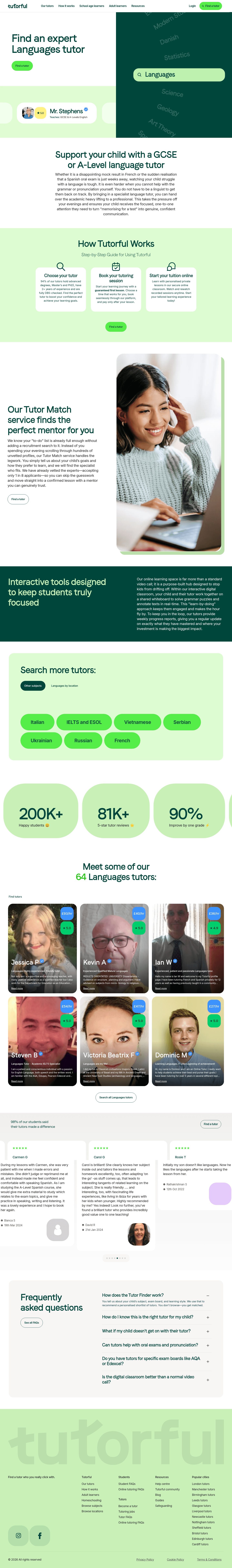 Tutorful landing page