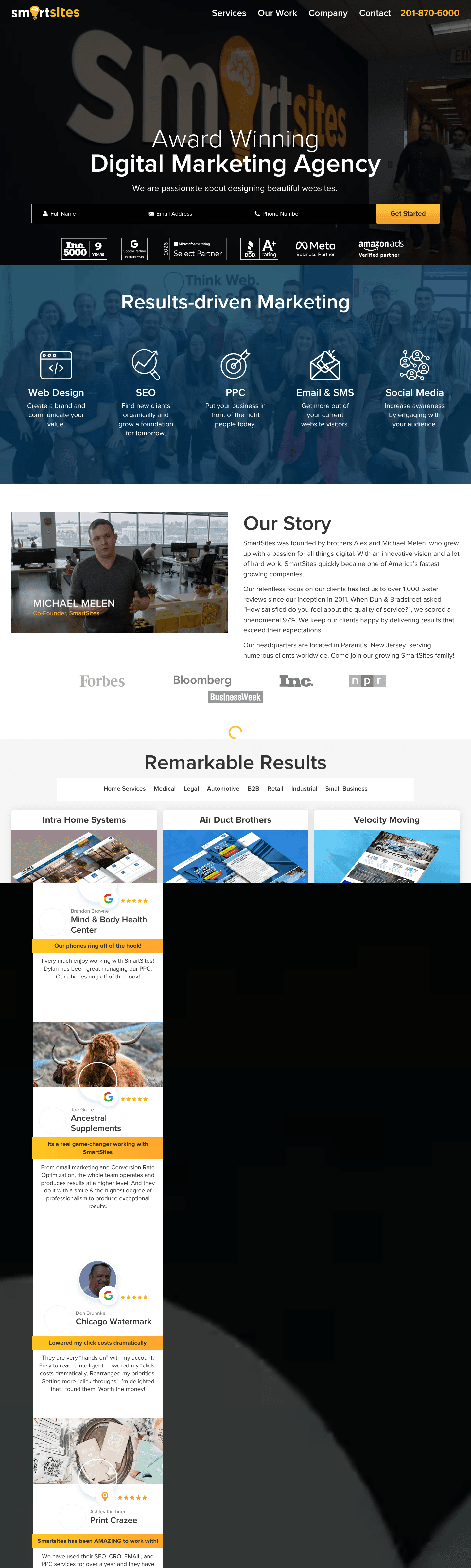 SmartSites landing page