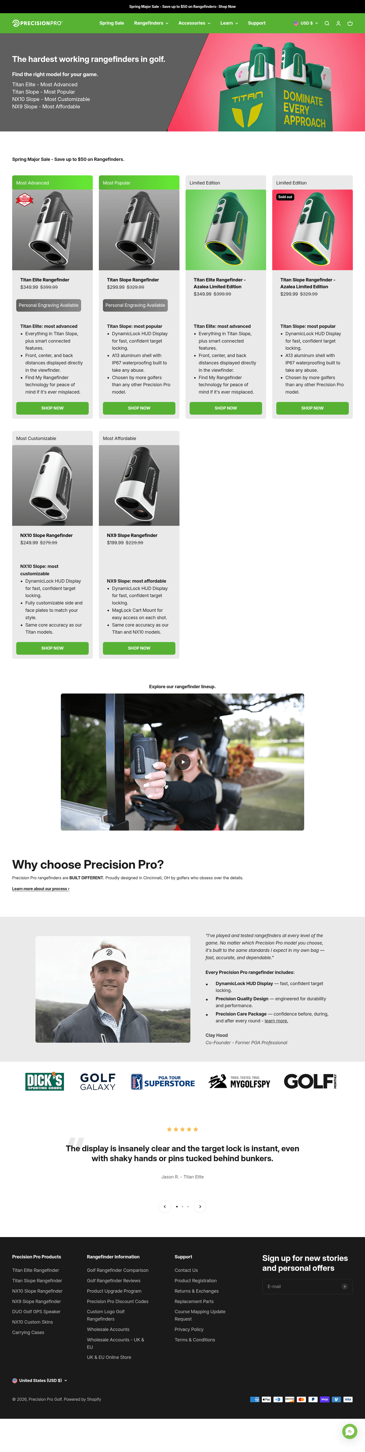 Precision Pro Golf landing page