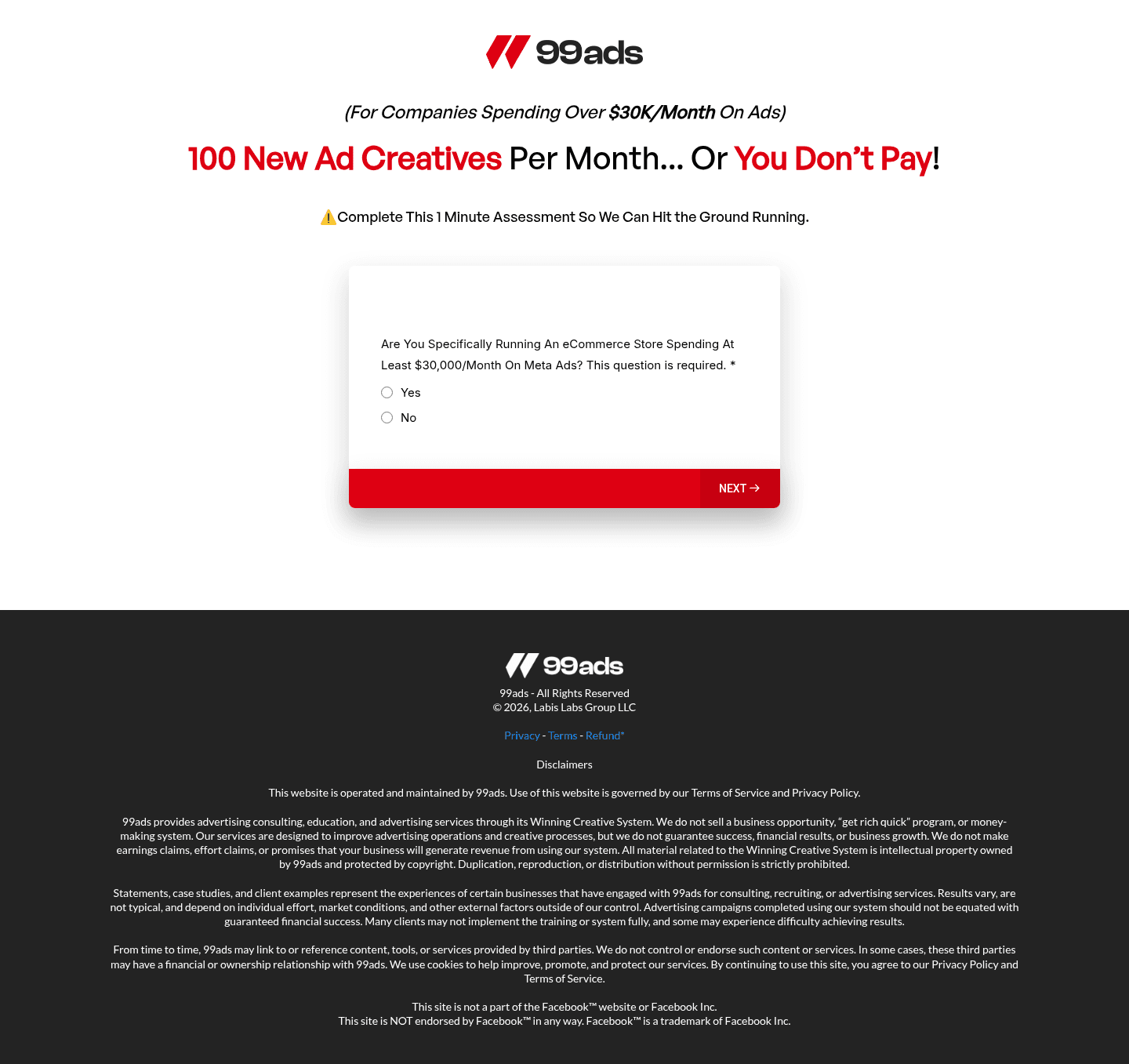 99ads landing page
