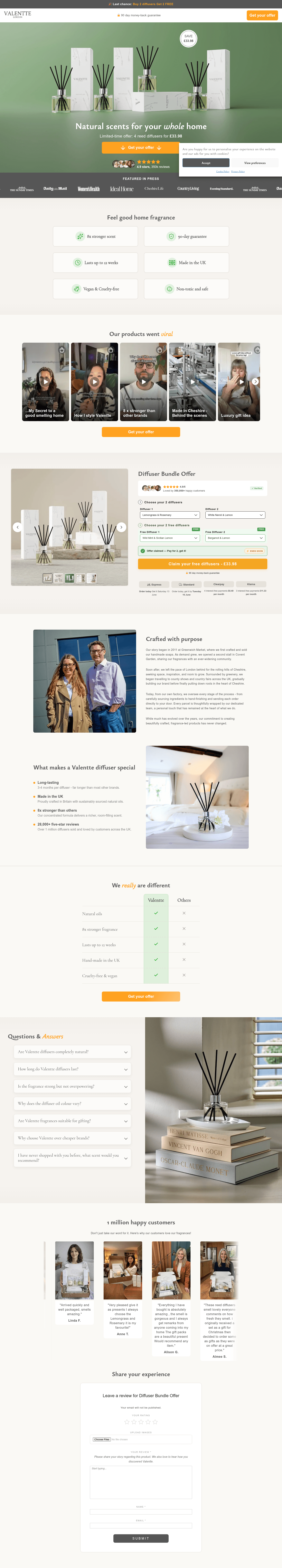 Valentte London landing page