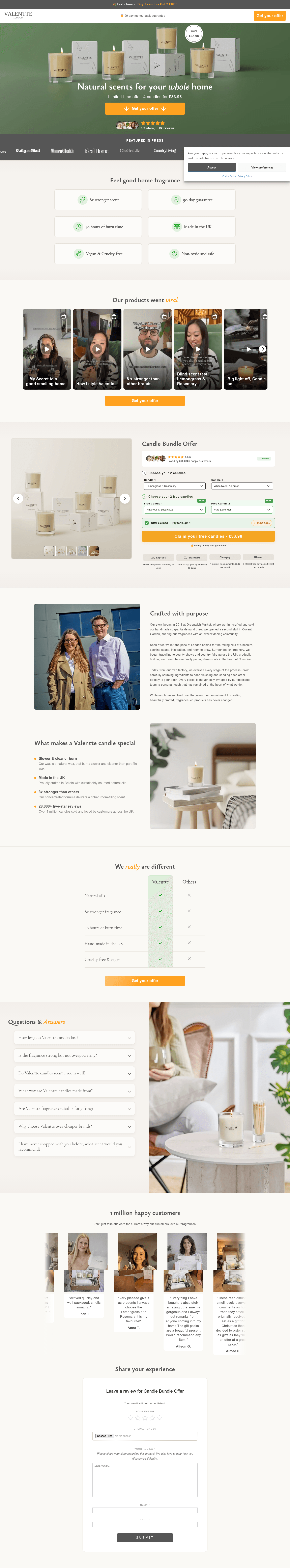 Valentte London landing page