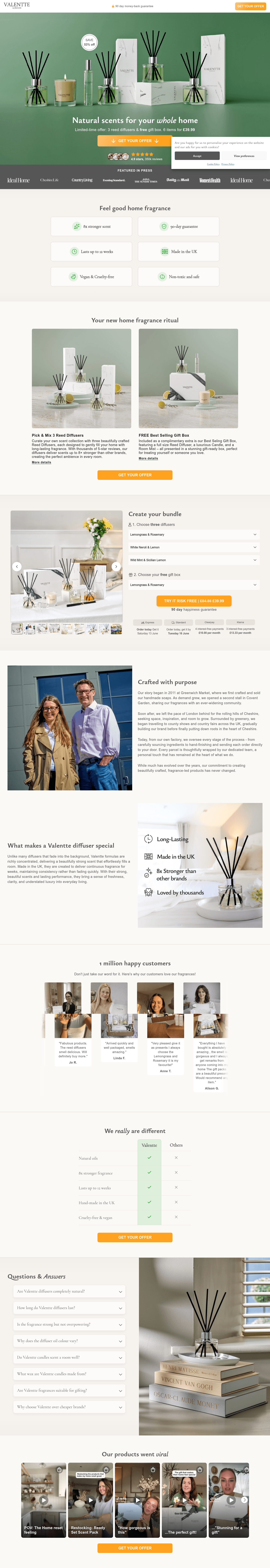 Valentte London landing page