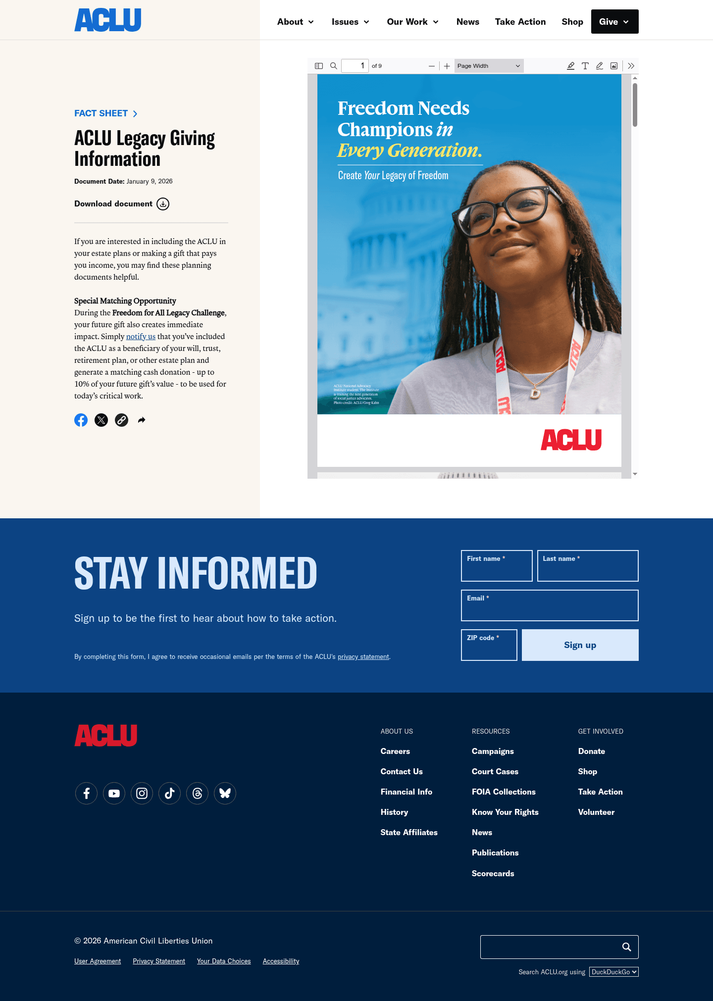 ACLU of Puerto Rico landing page