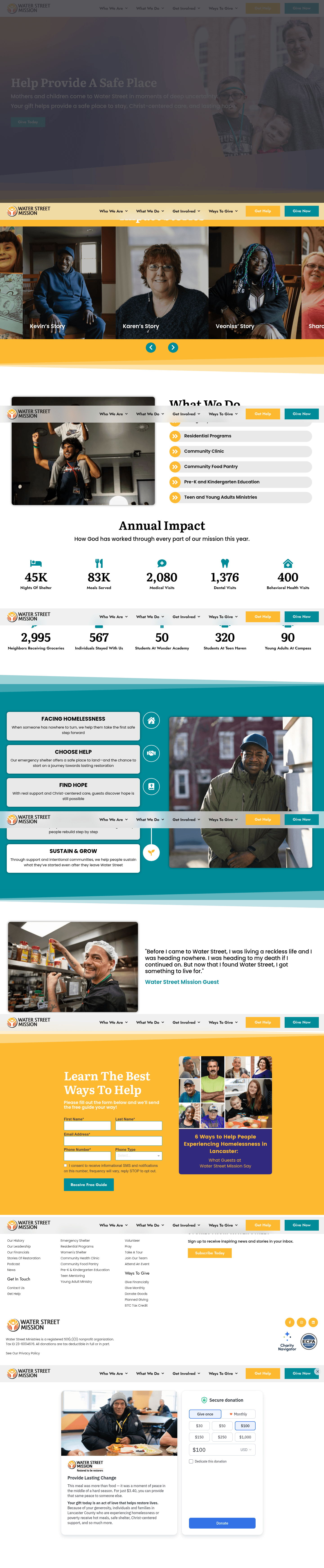 Water Street Mission landing page