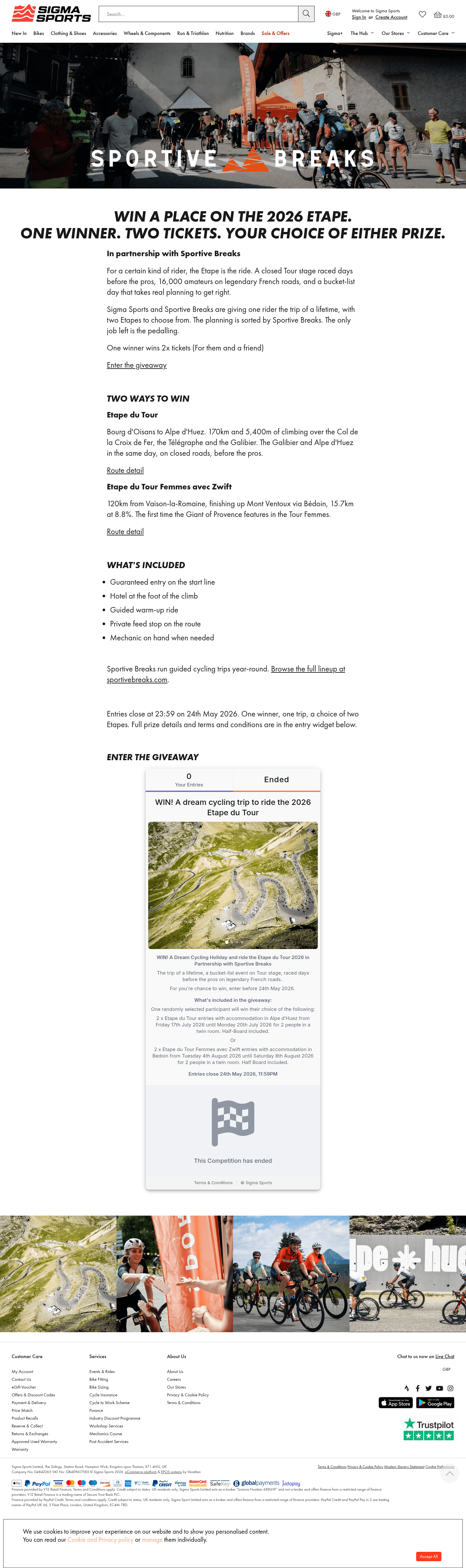 Sigma Sports landing page