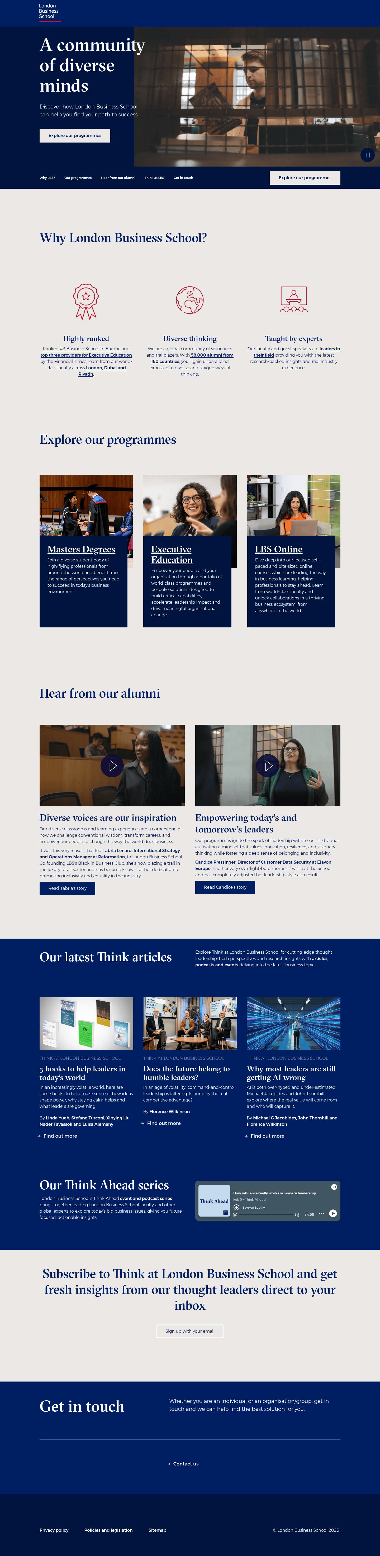 London Business School landing page