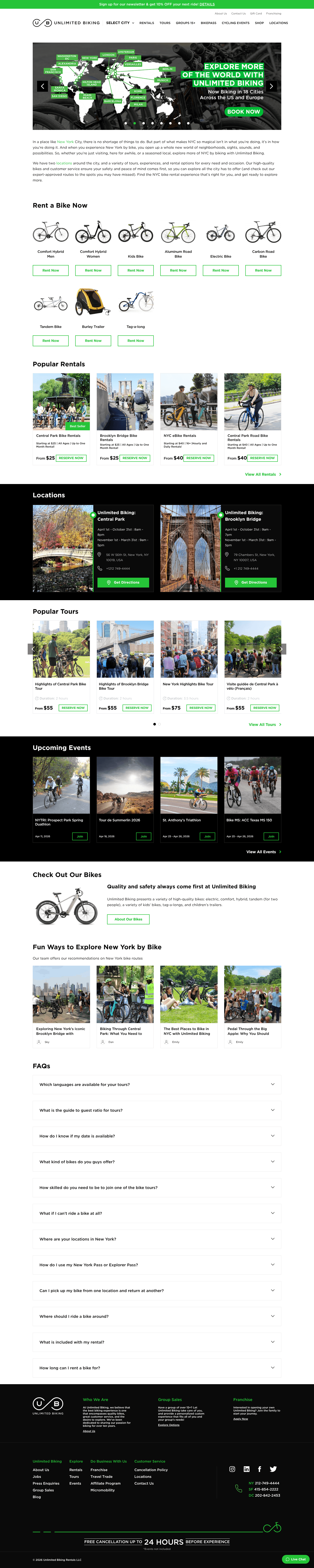 Unlimited Biking landing page