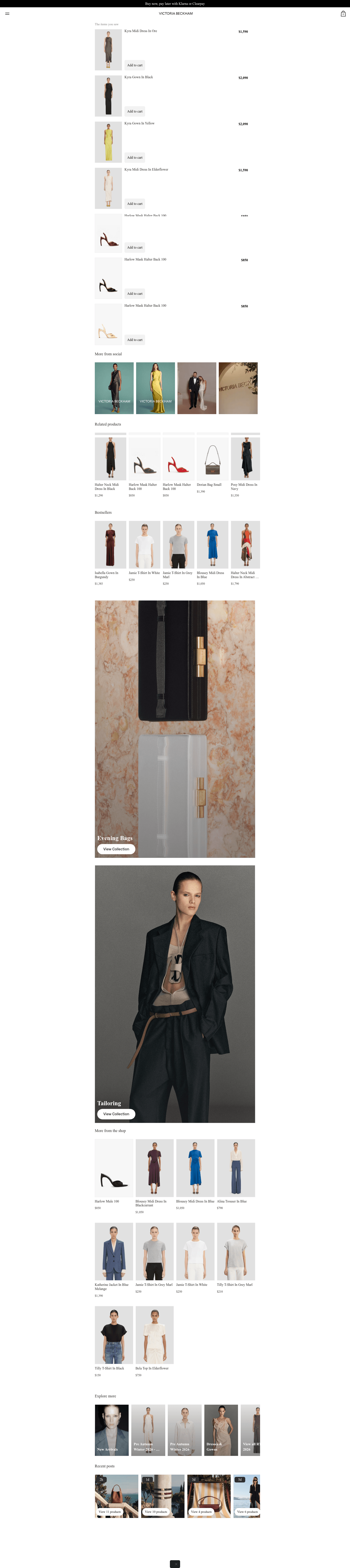 Victoria Beckham landing page