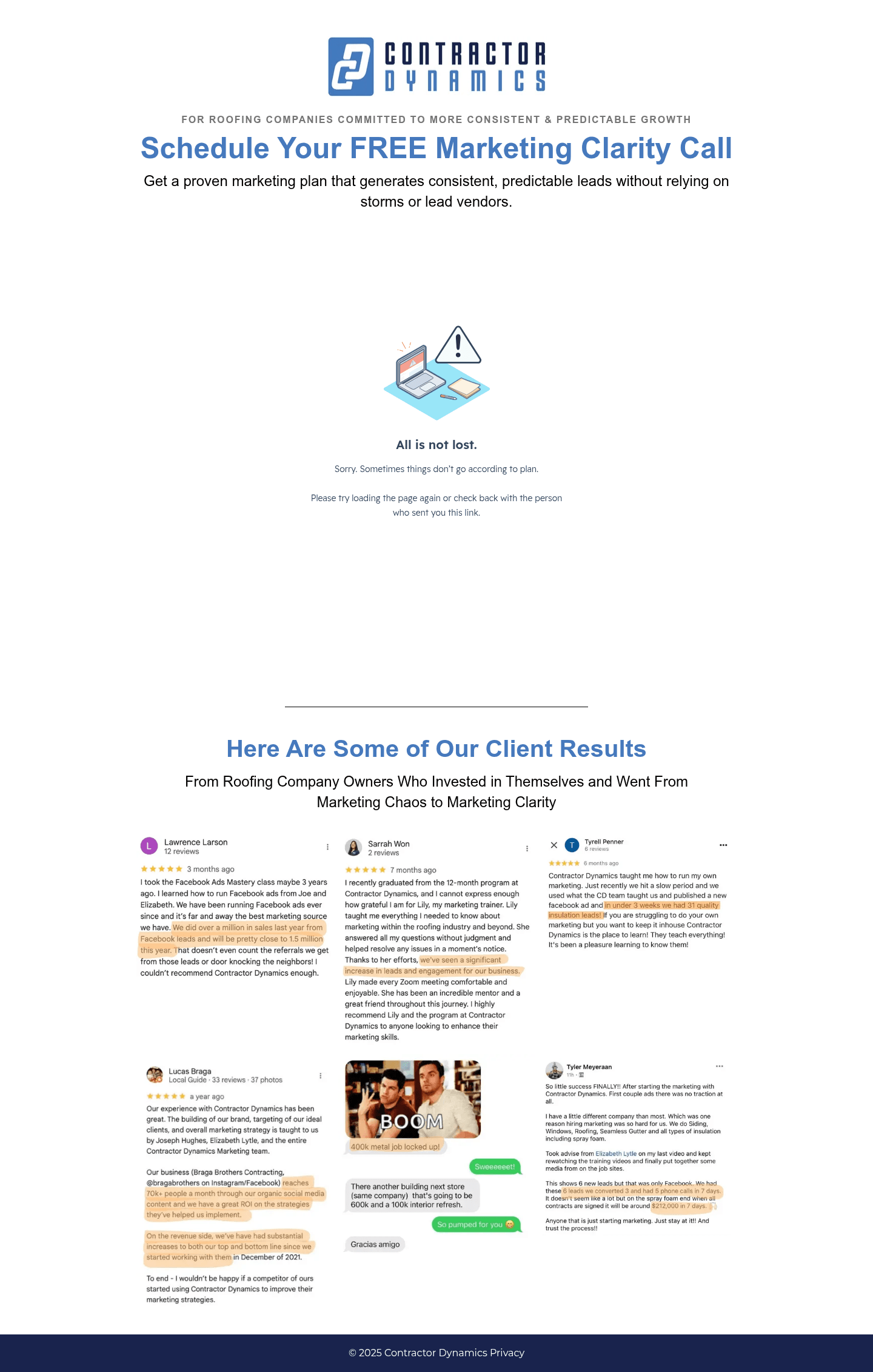 Contractor Dynamics landing page