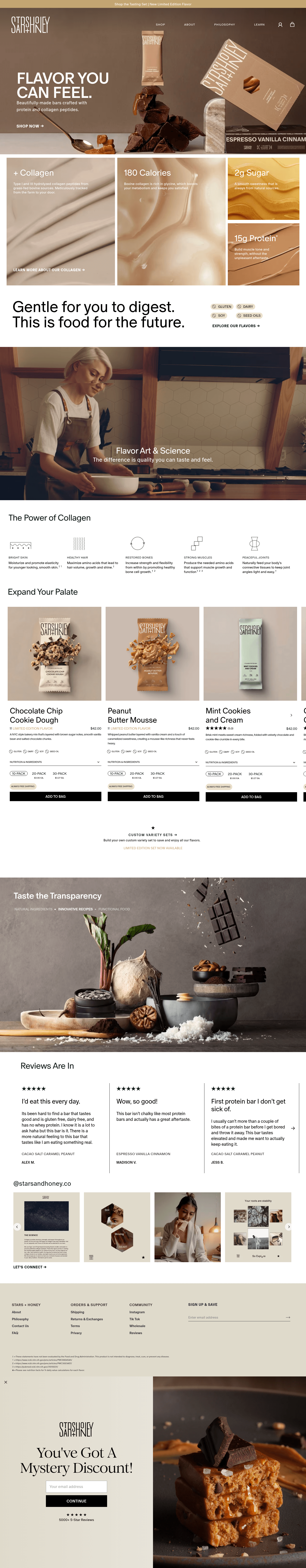 Stars + Honey landing page