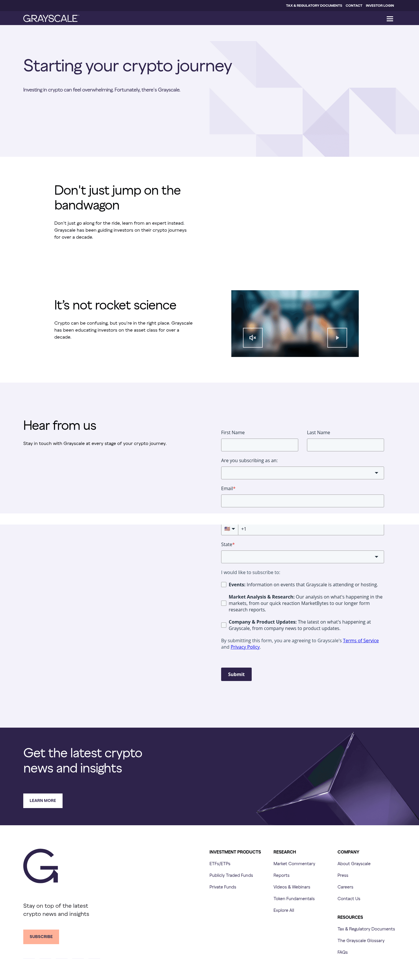 Grayscale Investments landing page
