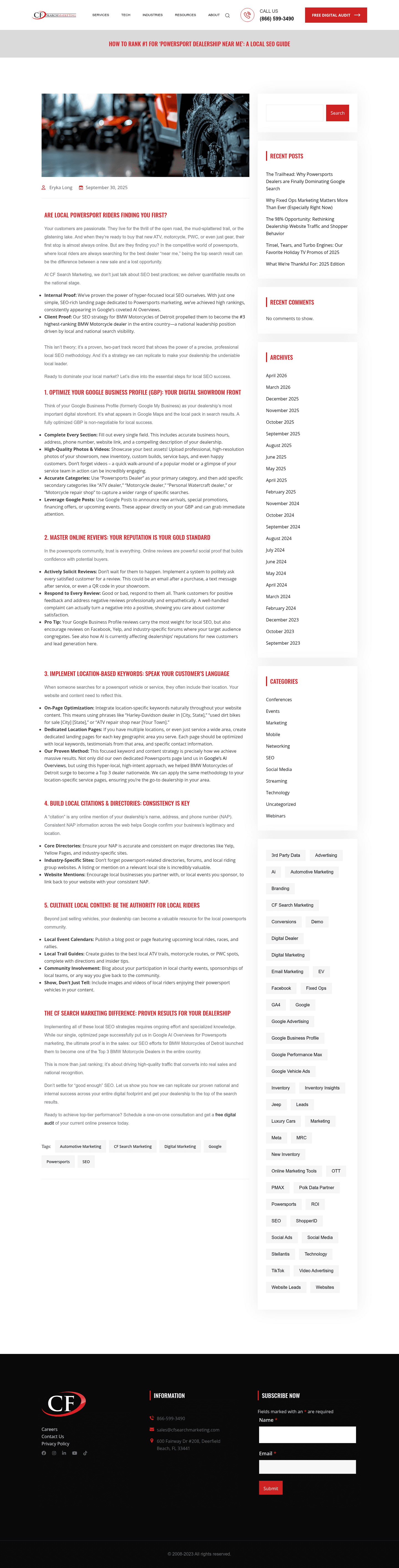 CF Search Marketing landing page