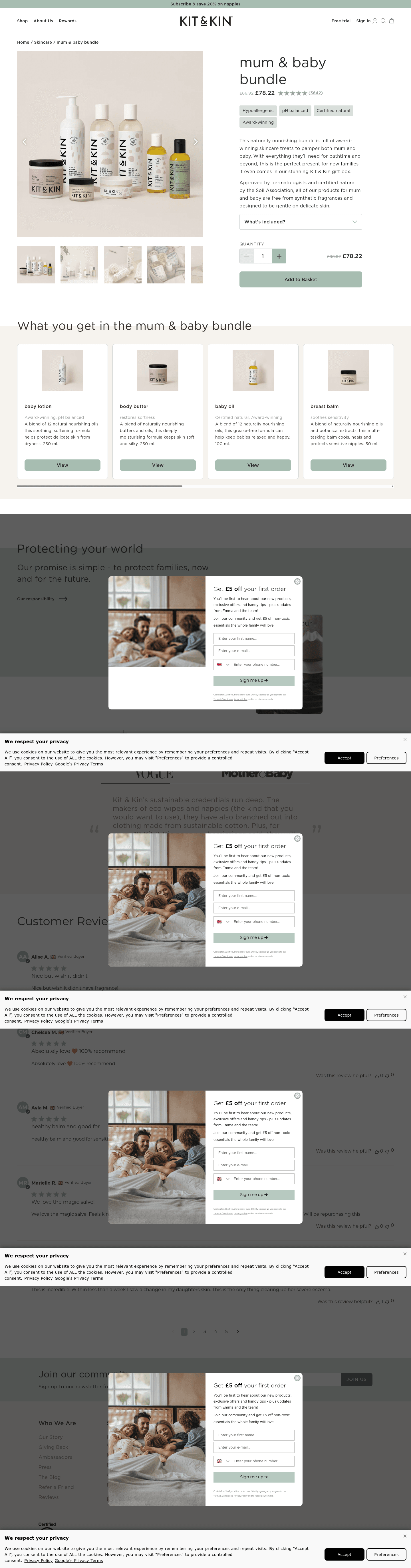 Kit & Kin landing page