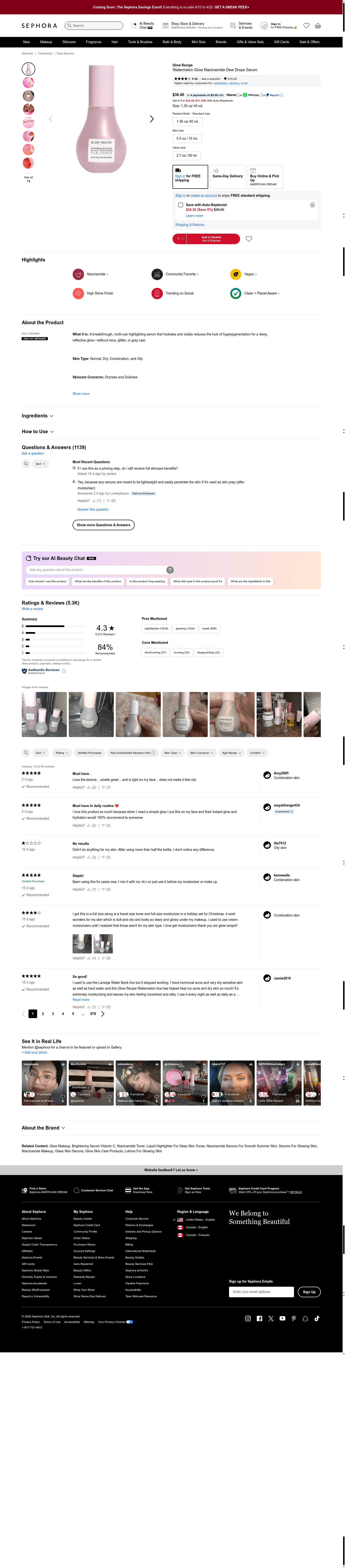 Glow Recipe landing page
