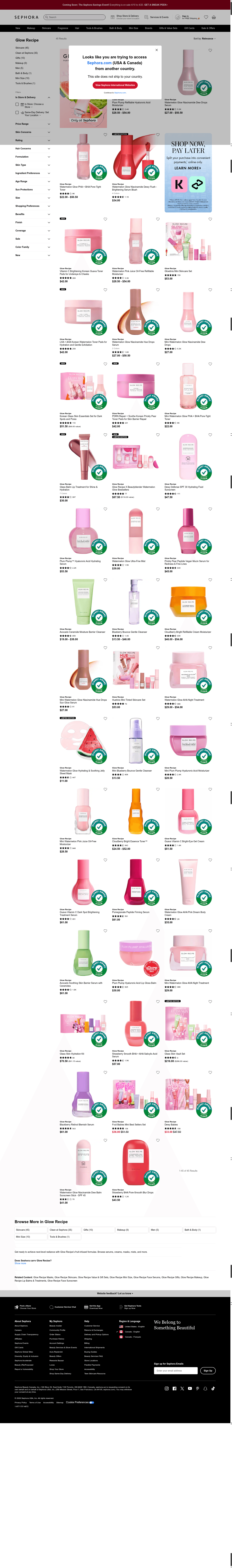 Glow Recipe landing page