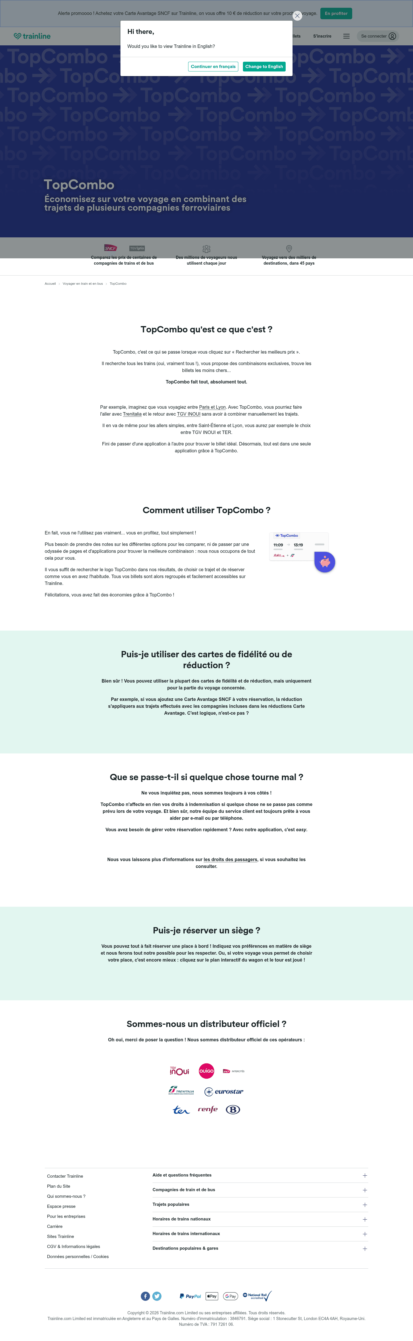 Trainline landing page