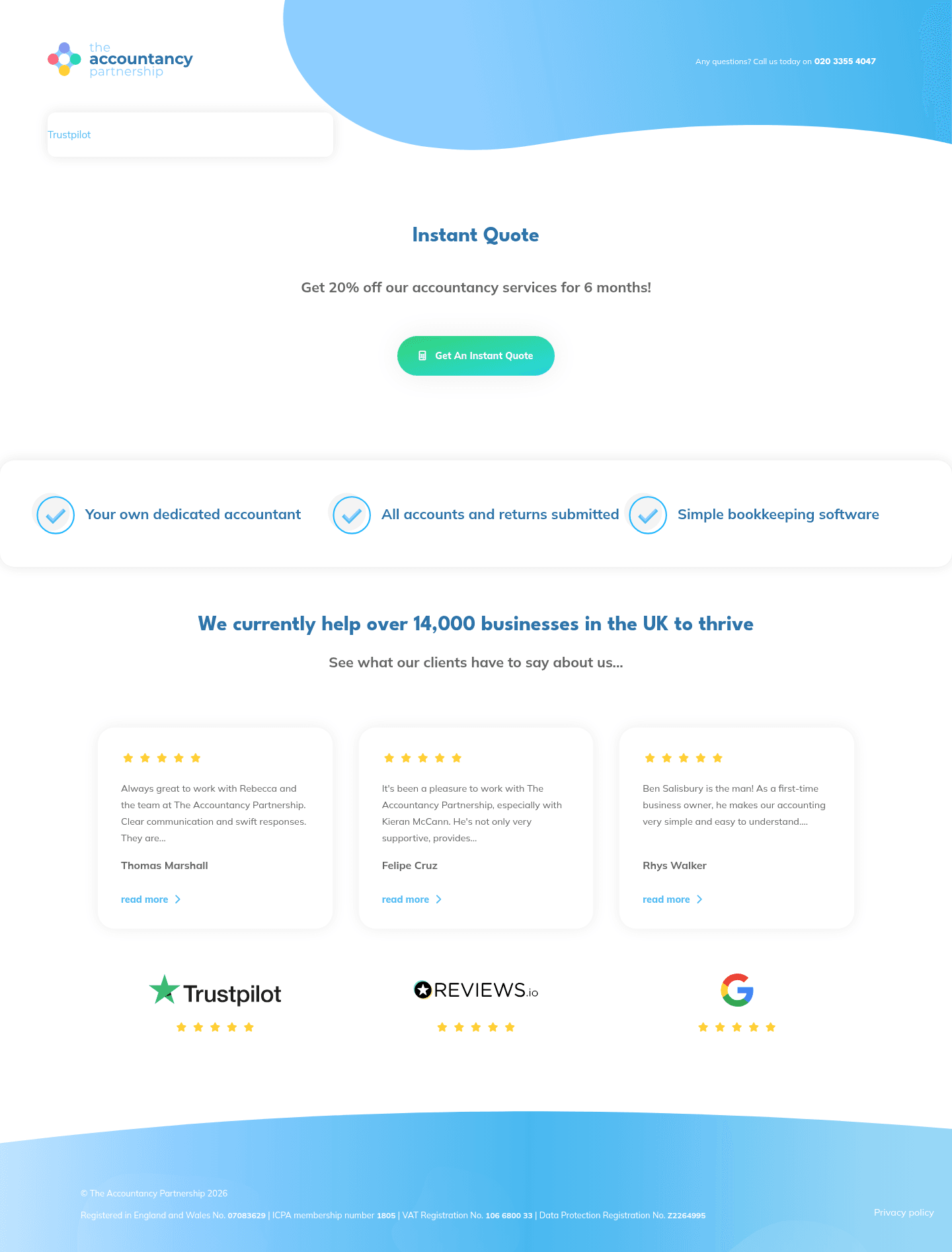 The Accountancy Partnership landing page
