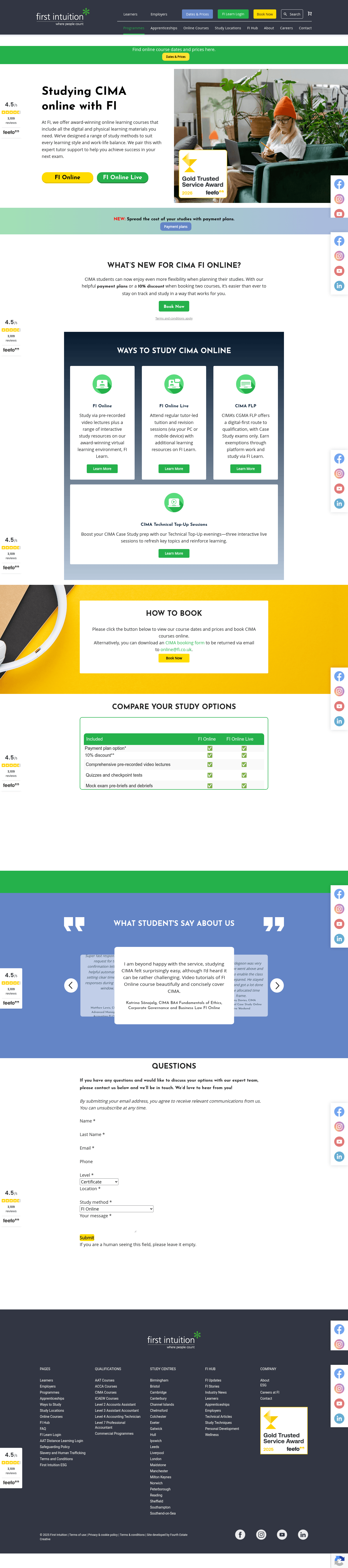 First Intuition landing page